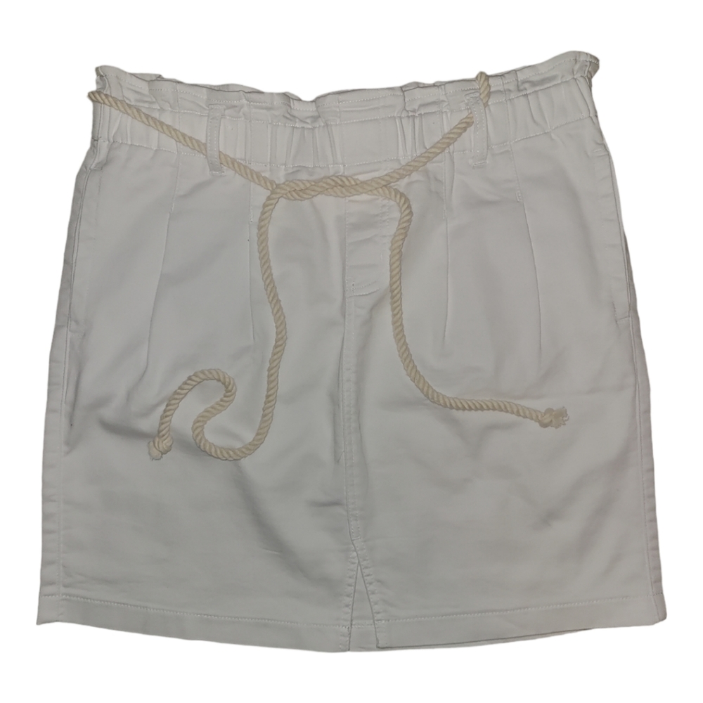 MB White High Waist Nautical Denim Mini With Pockets